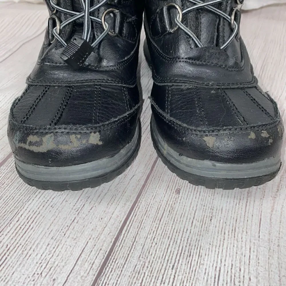 Totes elastic tie with cinch close rubber bottom winter boots black sz 6
